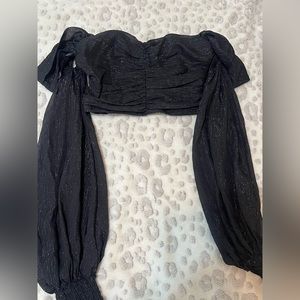 Off the shoulder sparkly black top